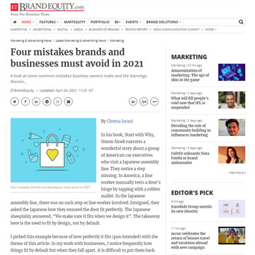 Brand Equity - Four mistakes brands and businesses must avoid in 2021 - Chetna Israni